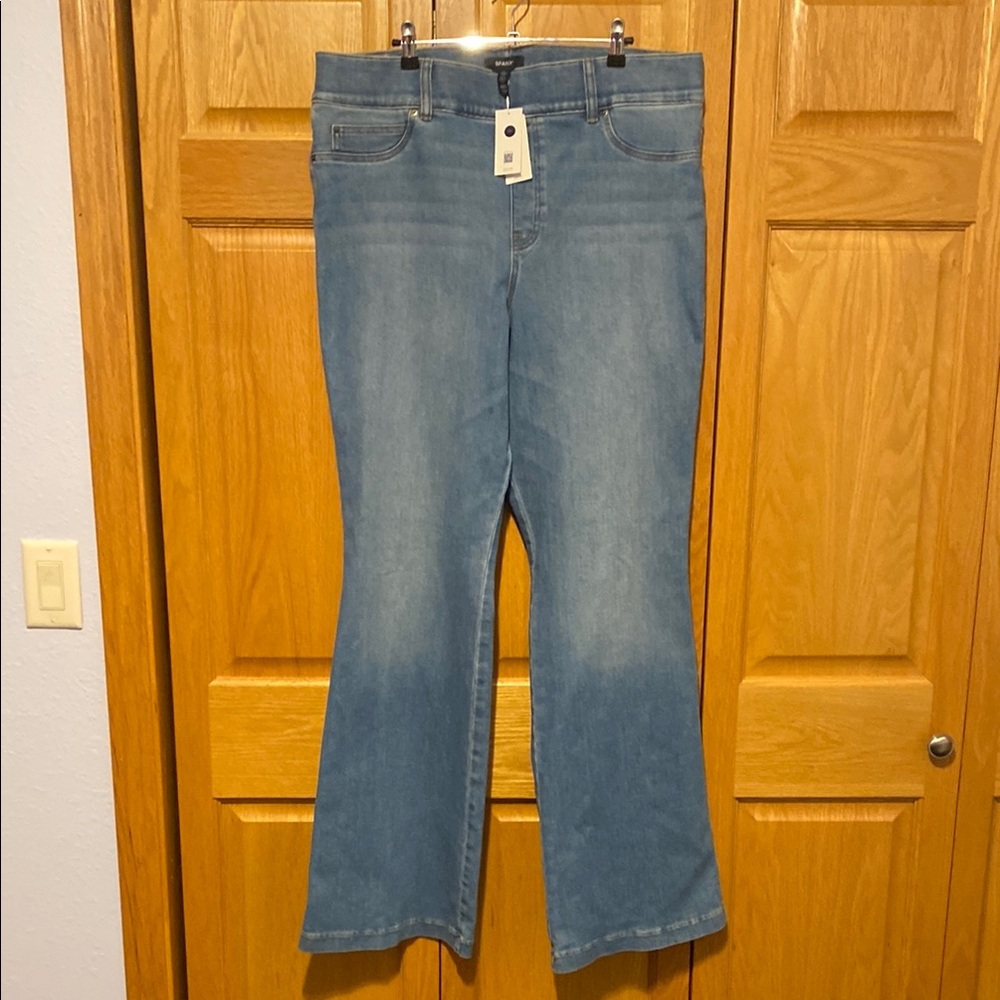 SPANX Flare Jeans Stonewashed pull on denim New size 2XL tall